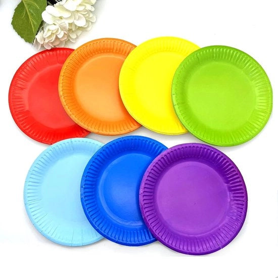 Piatti di Carta 35 Unità - 18 cm/7 Pollici - Colorati - Piatti da Imbattere - Multifunzionali - Ideali per Feste - Piatti da Imbattere