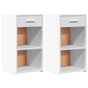 Set di 2 Comodini | Armadio da Notte | Mobiletto da notte Bianchi 35x34x65 cm in Legno Multistrato