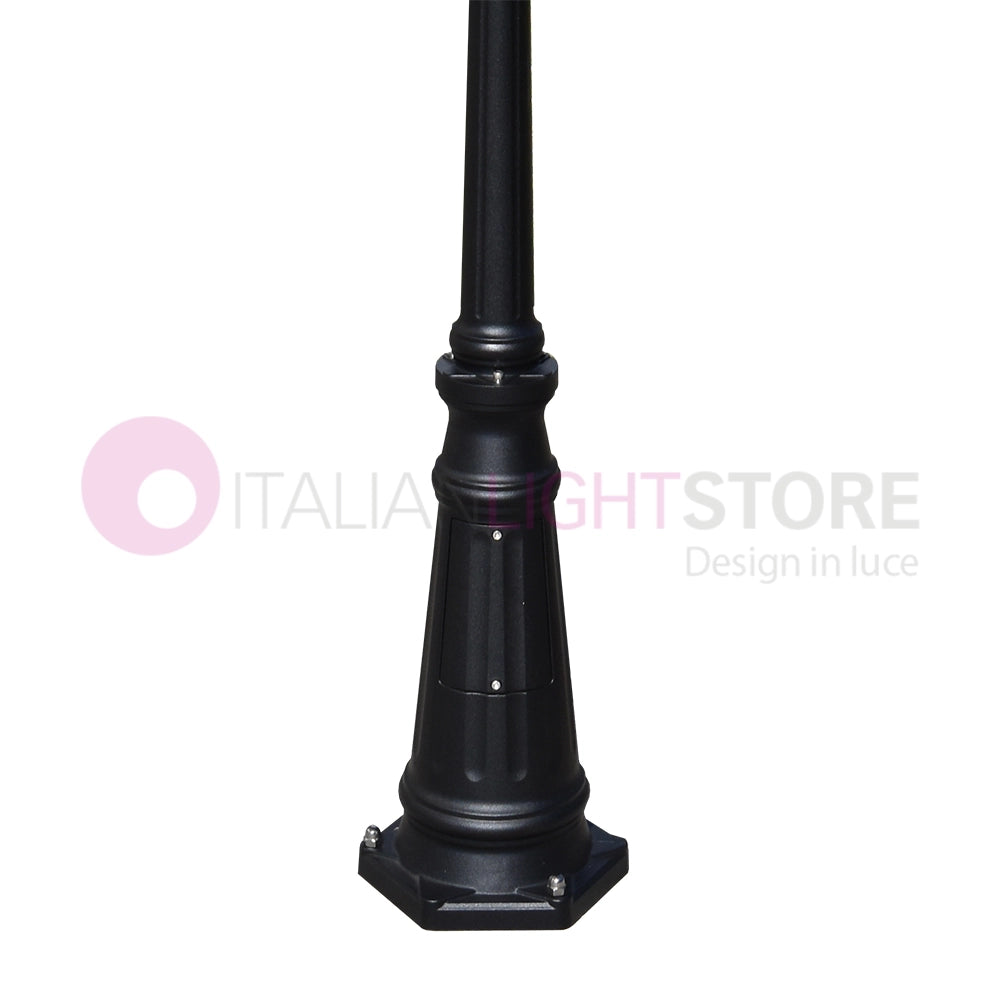ENEA Lampione a 3 luci h.212 in Alluminio per Esterno Vialetto Giardino NERO