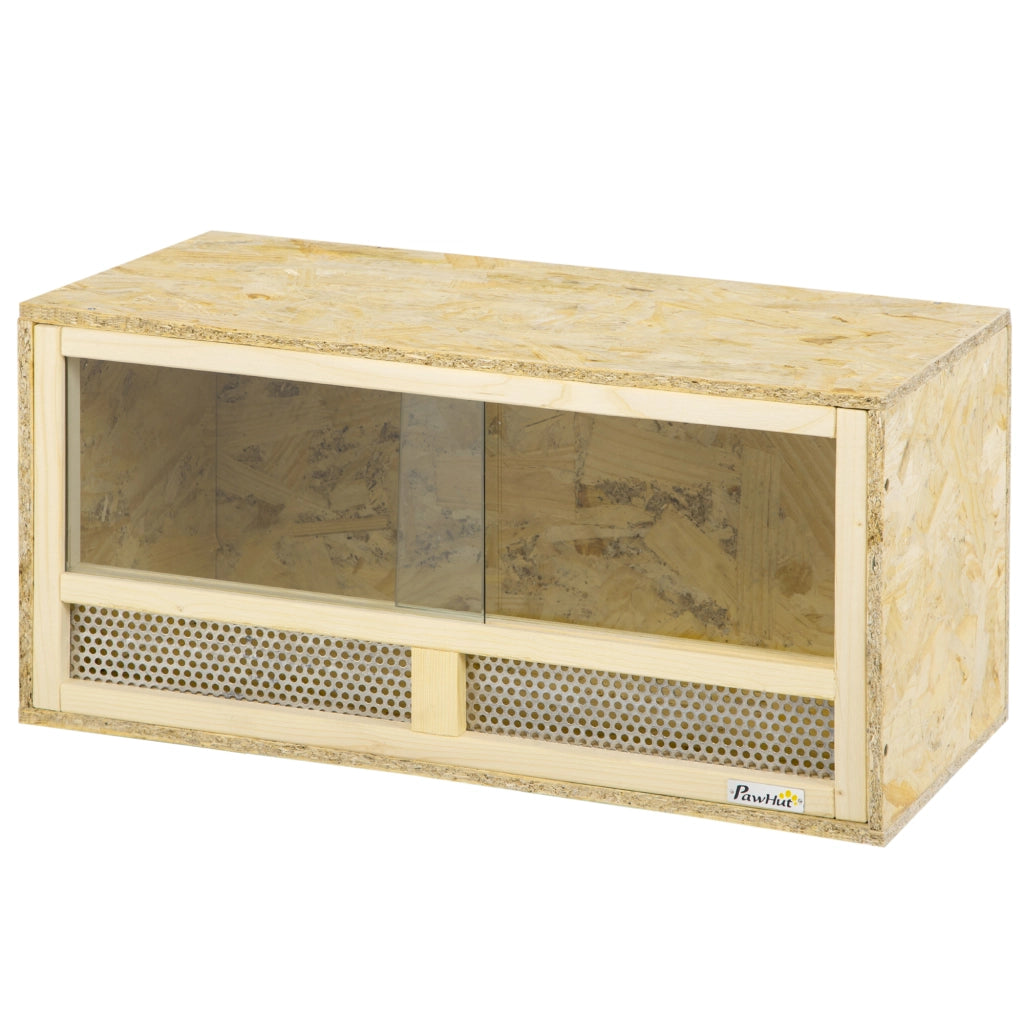 Terrario per Rettili in Legno con Porte Vetro Scorrevoli ¨C Zephmum ¨C 60x29.5x29.5cm