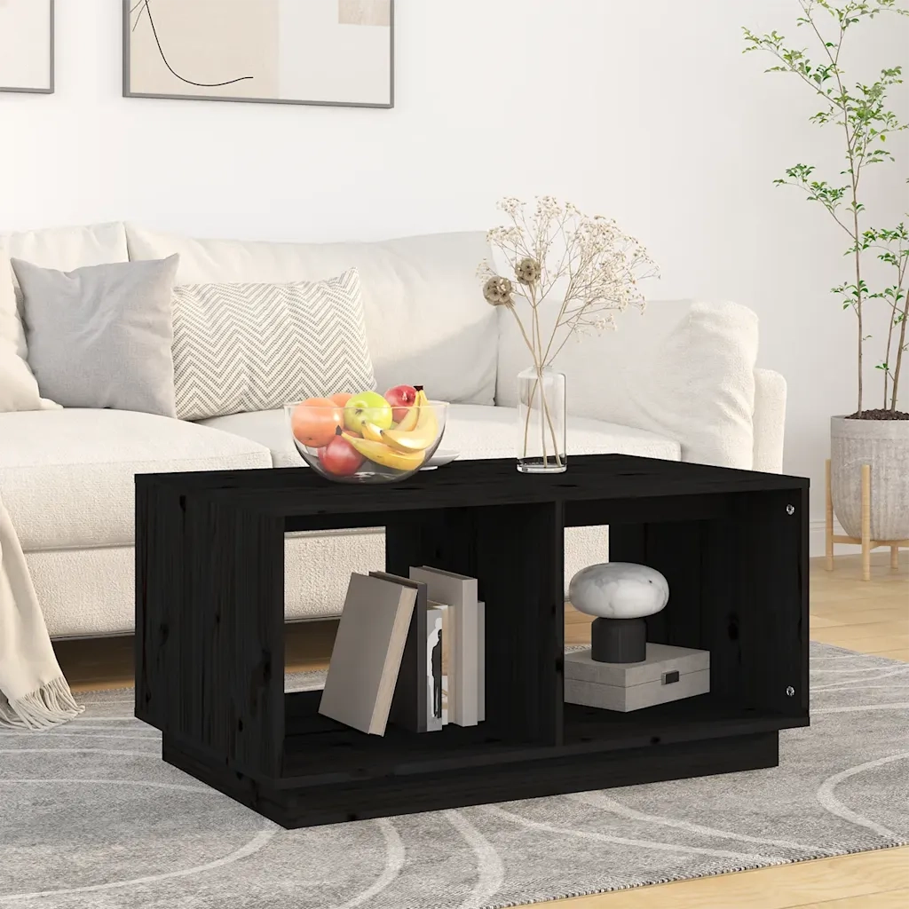 Tavolino da salotto | Tavolino da caff¨¨ | Tavolino da Soggiorno Nero 80x50x40 cm Legno Massello di Pino