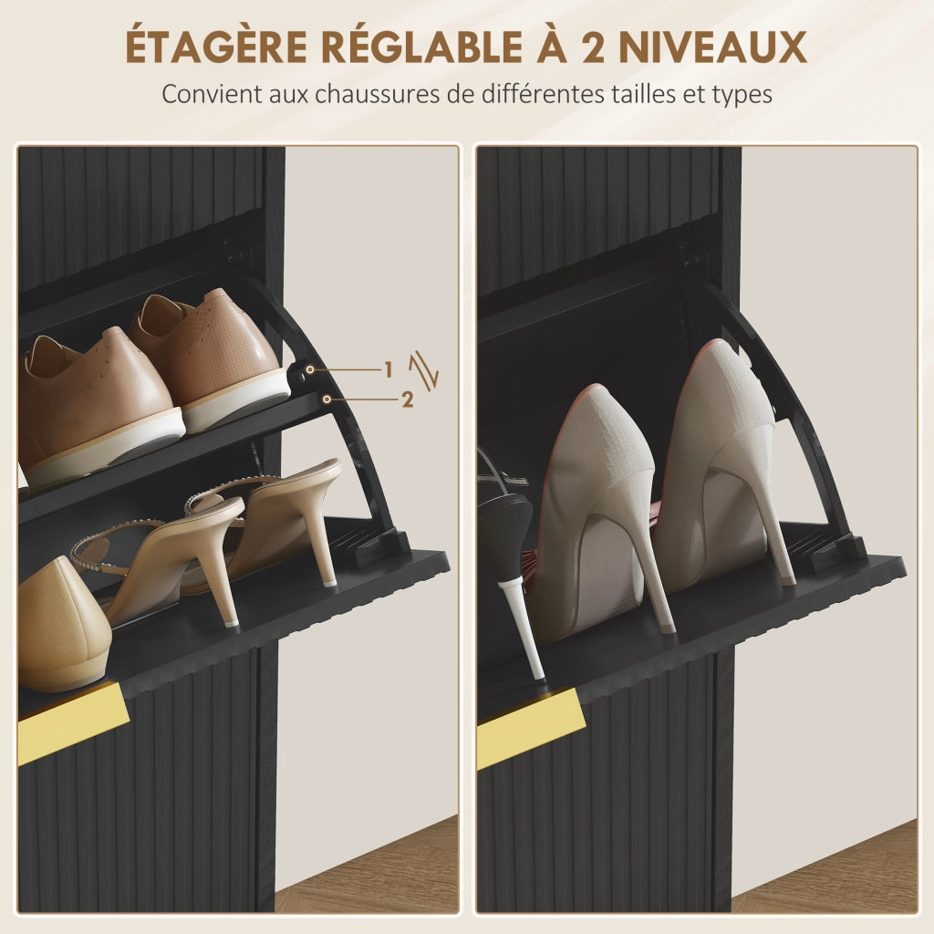 Scarpiera con cassetti e ripiani regolabili ¨C Zephmum ¨C Nero 60x24x122,5 cm