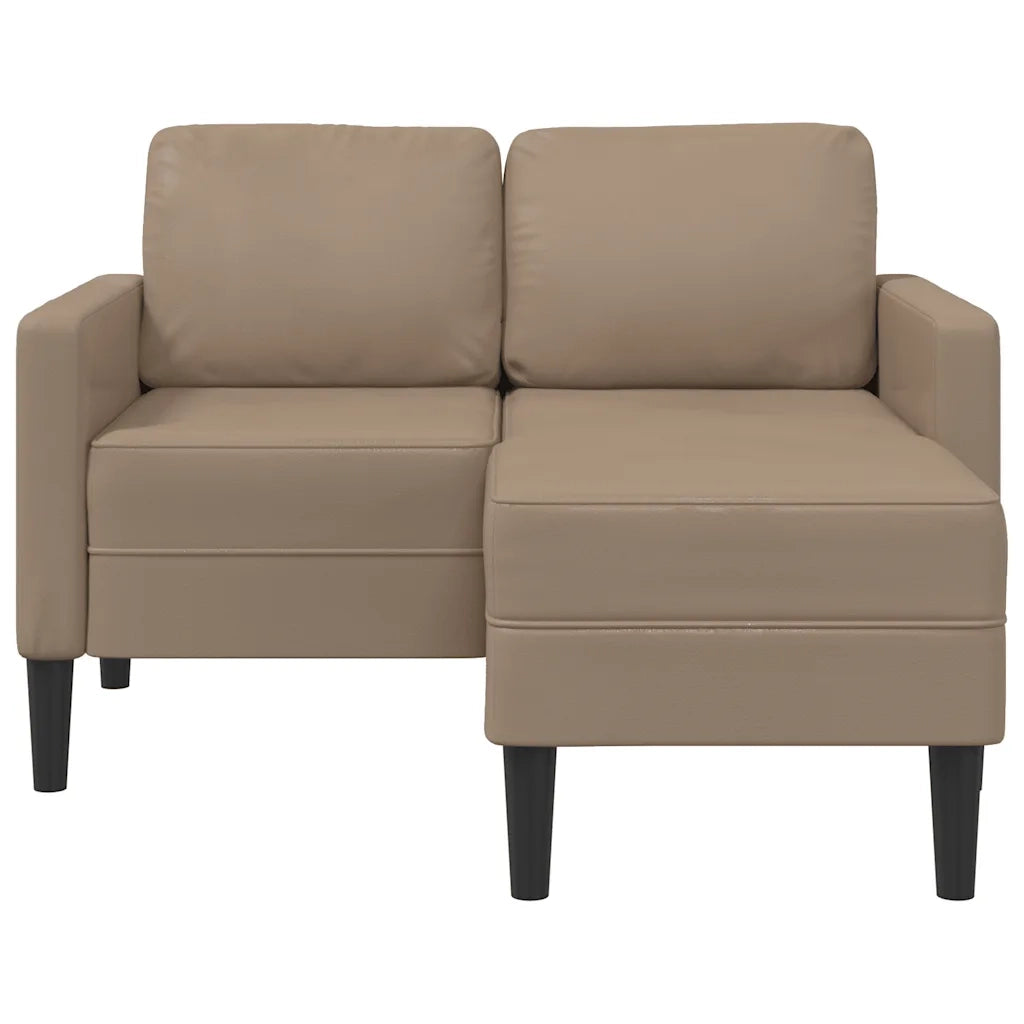 Divano 2 Posti con Chaise a L Cappuccino 125 cm in Similpelle 4107087