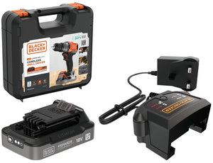 Black+Decker TRAPANO AVVITATORE A BATTERIA BCD382D2XK-QW 18 V 2 batterie 2,0 Ah