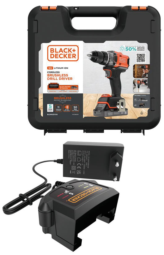 Black+Decker TRAPANO AVVITATORE A BATTERIA BLD682D1XK-QW BRUSHLESS 18 V 1 batteria 2,0 Ah