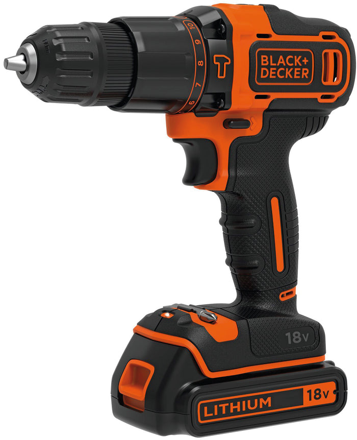 Black+Decker TRAPANO AVVITATORE A PERCUSSIONE BDCHD18K-QW 18V 1 batteria 1,5 Ah