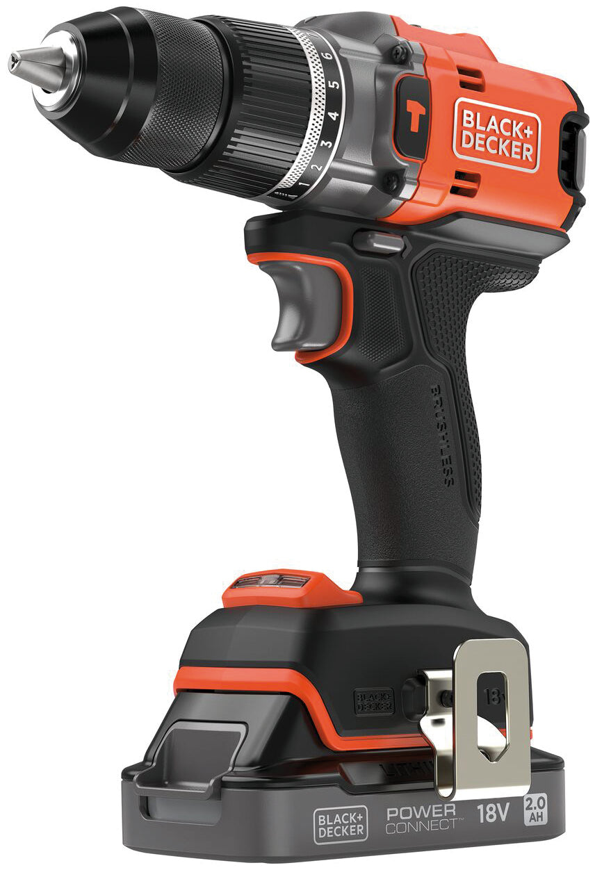 Black+Decker TRAPANO AVVITATORE A PERCUSSIONE BLD683D1XK-QW BRUSHLESS 18V 1 batteria 2,0 Ah