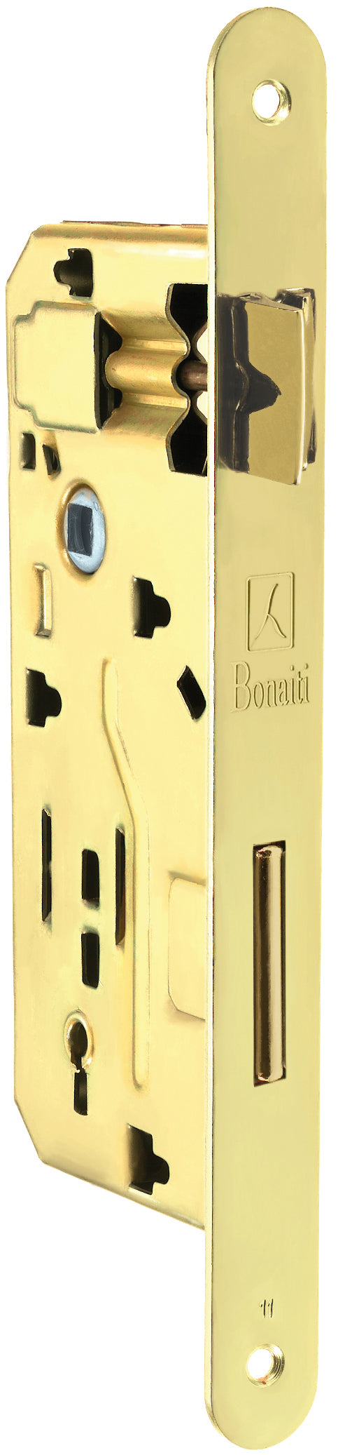 Bonaiti SERRATURA LEGNO PATENT INF. B/TONDO Art. 040T - ottonato lucido E.50