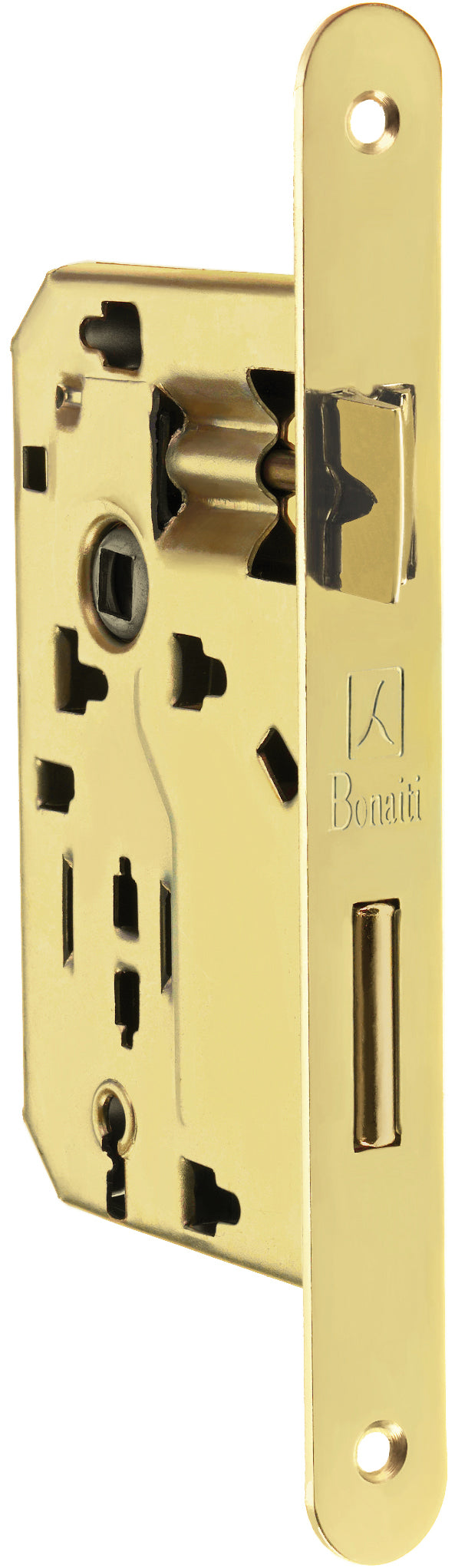 Bonaiti SERRATURA LEGNO PATENT INF. B/TONDO Art. 042T - ottonato lucido E.50