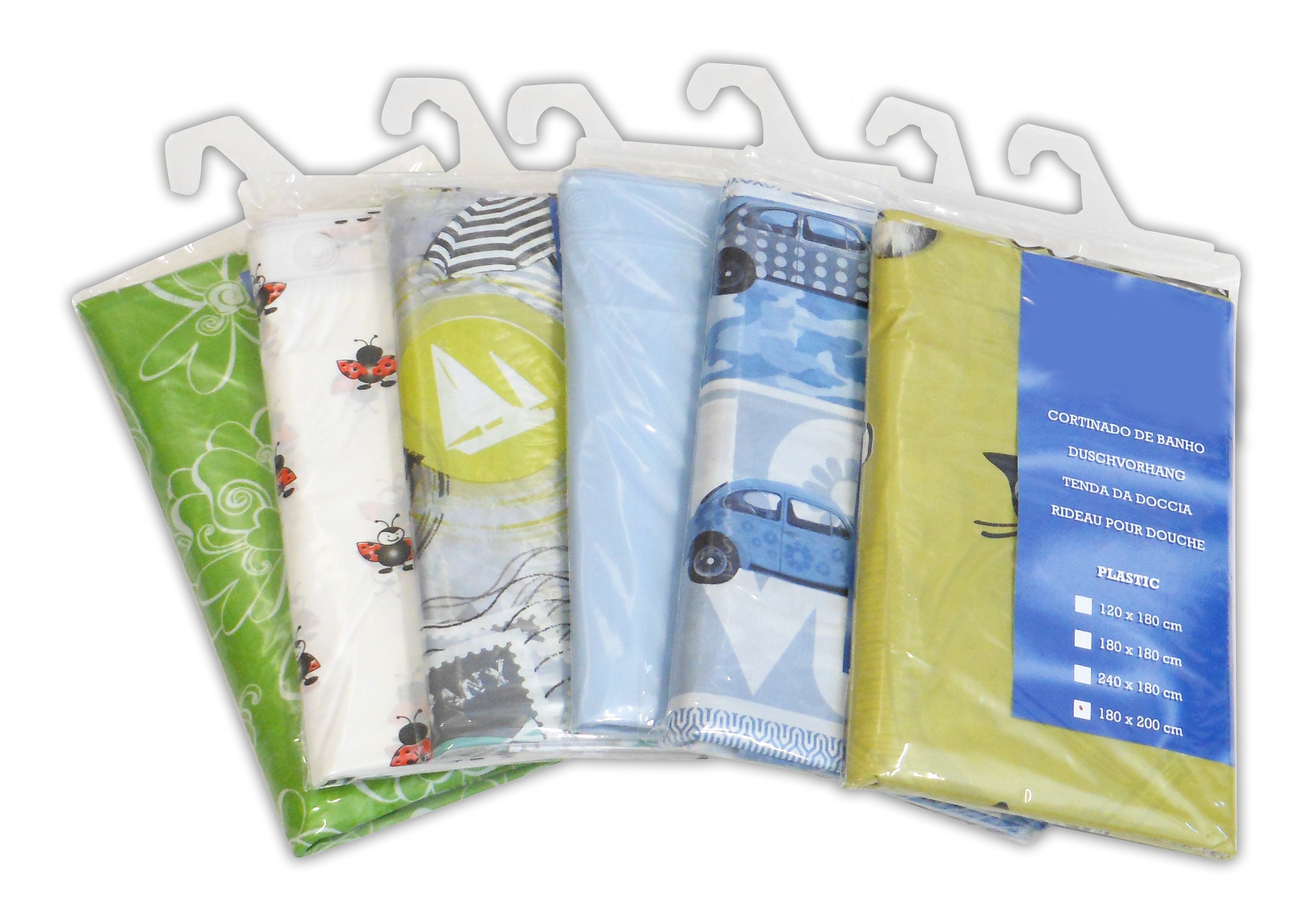 Bonita TENDA PER DOCCIA IN PVC Box 6 pz. (fantasie assortite) cm. 180x200 h