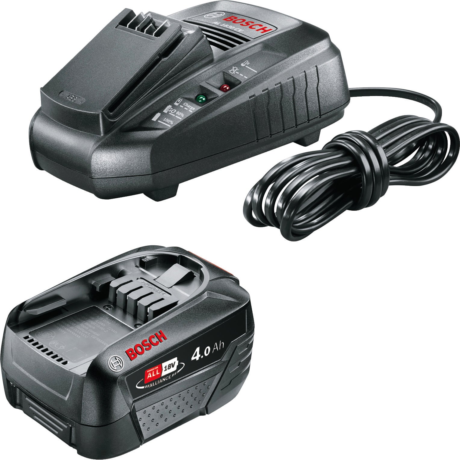 Bosch BATTERIA 18V 4,0 Ah + CARICABATTERIA AL 1830CV