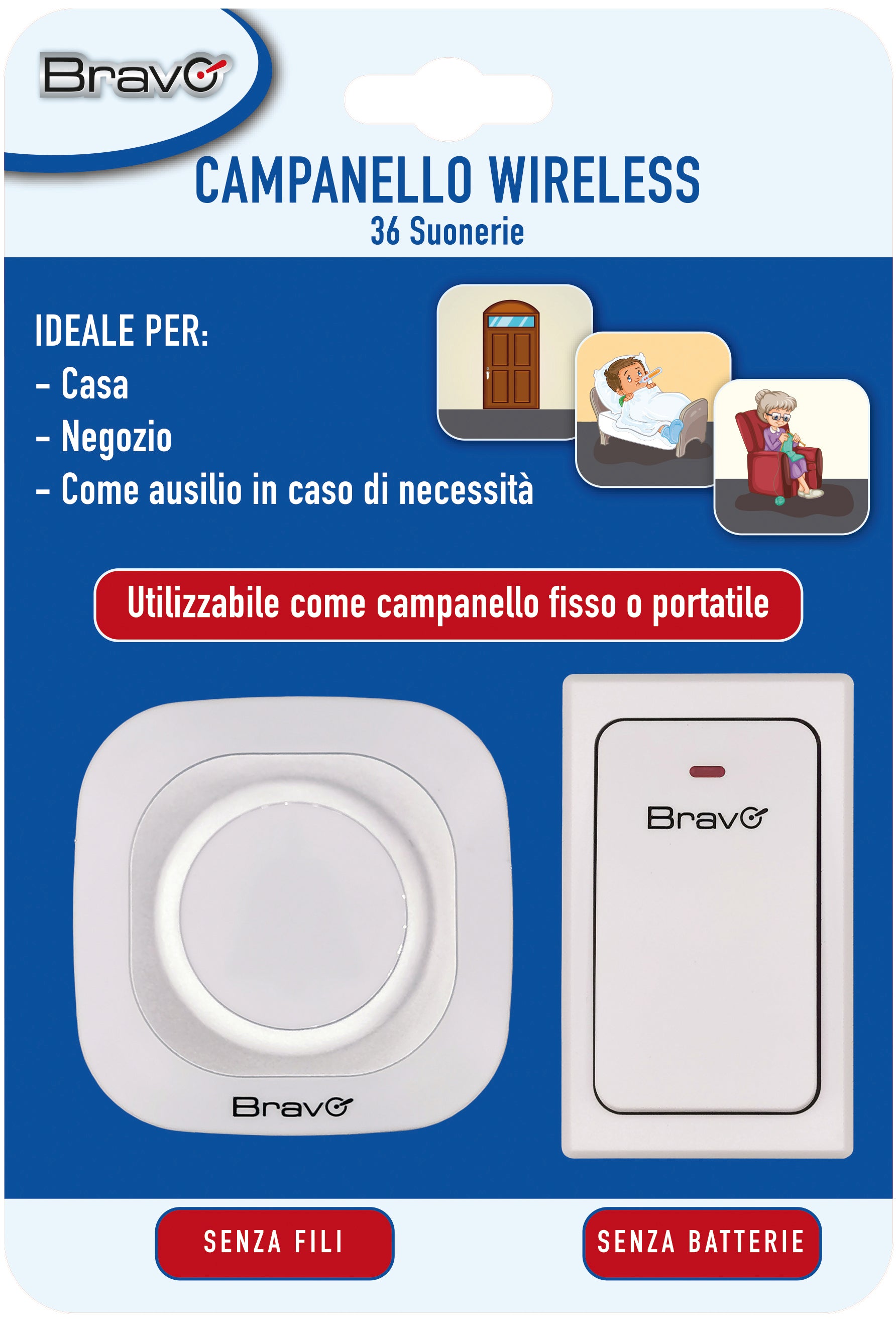 Bravo CAMPANELLO WIRELESS CINETICO PLUG IN V2