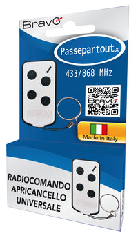 Bravo RADIOCOMANDO APRICANCELLO PASSEPARTOUT X Codice fisso  Frequenza 433+868 MHz