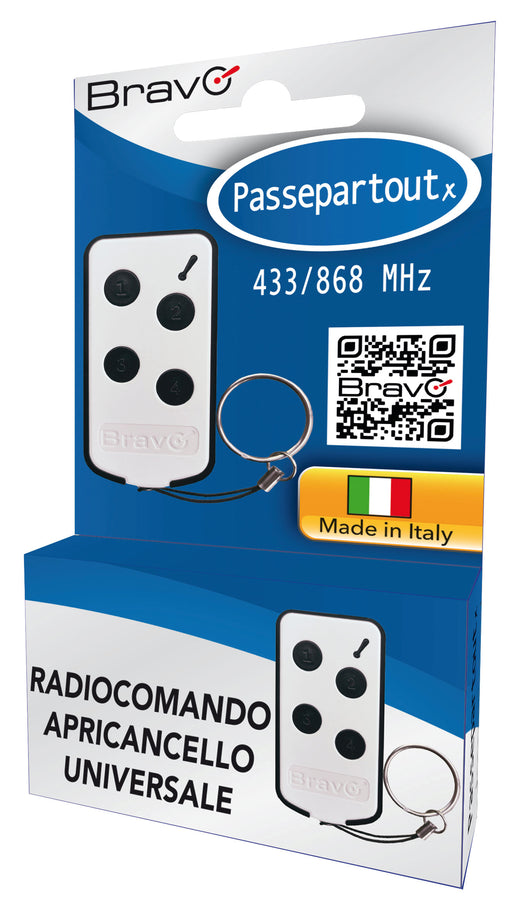 Bravo RADIOCOMANDO APRICANCELLO PASSEPARTOUT X Codice fisso  Frequenza 433+868 MHz