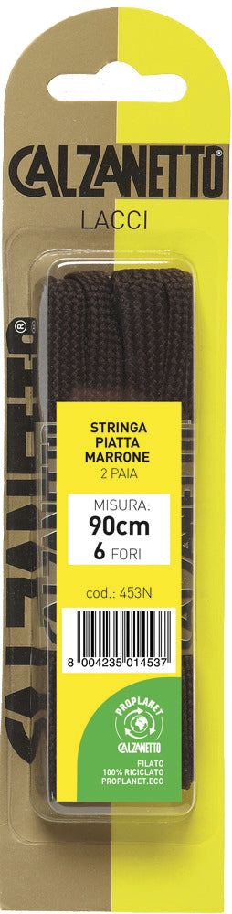 Calzanetto LACCI PIATTI PER SCARPE 2 PAIA cm. 90  Col. Marrone