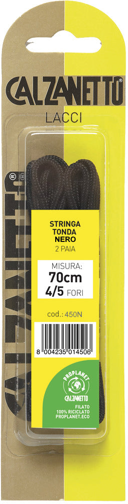 Calzanetto LACCI TONDI PER SCARPE 2 PAIA cm. 50  Col. Nero