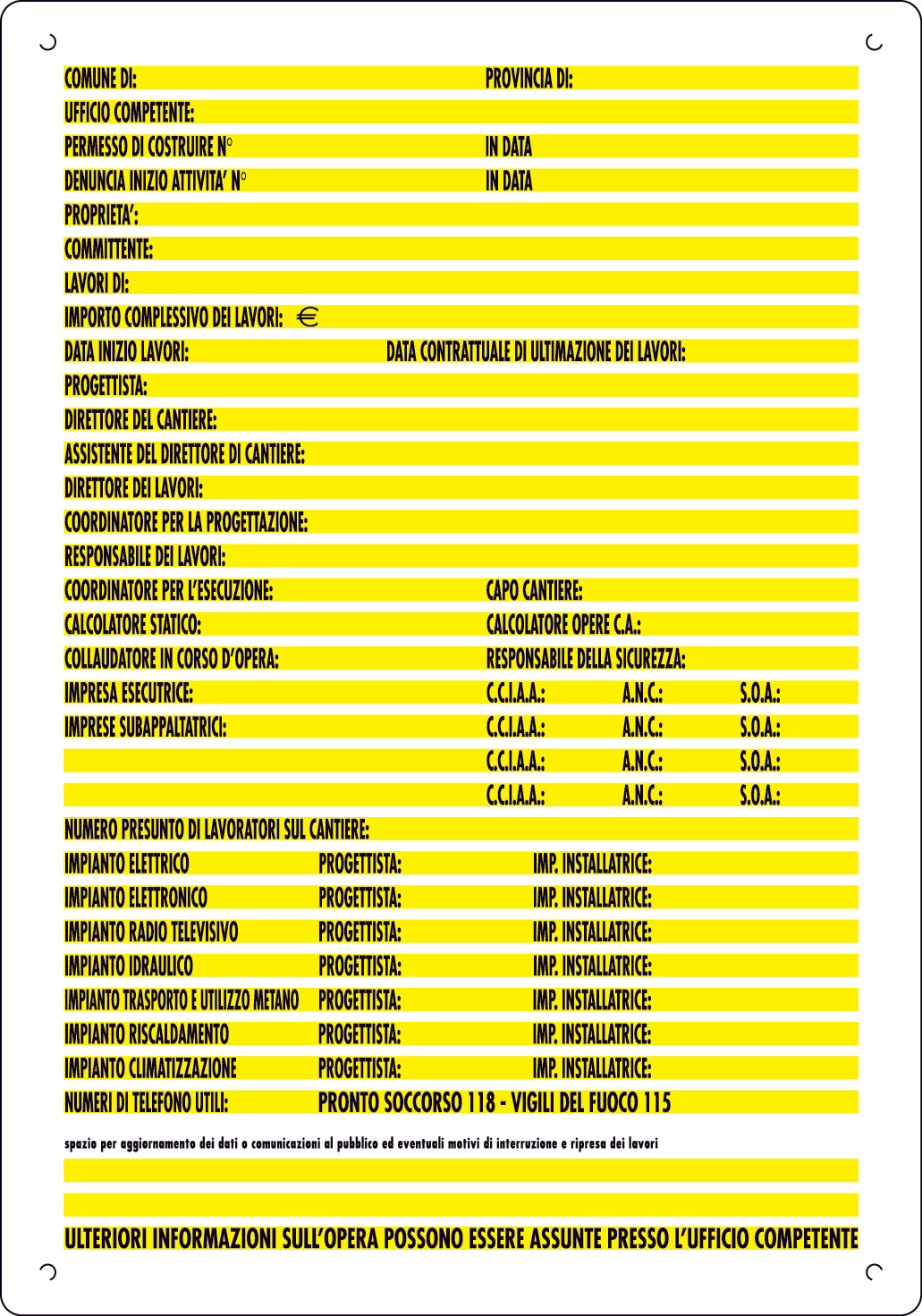 CARTELLO SEGNALETICO CONCESSIONI EDILI  cm. 60x80