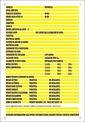 CARTELLO SEGNALETICO CONCESSIONI EDILI  cm. 60x80