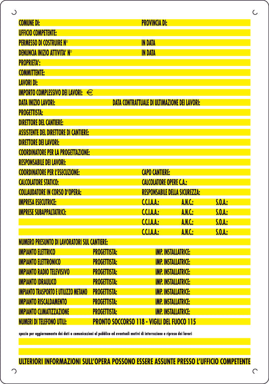 CARTELLO SEGNALETICO CONCESSIONI EDILI  cm. 60x80
