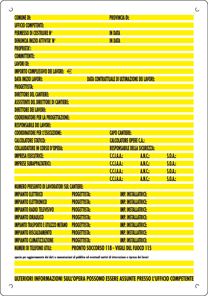 CARTELLO SEGNALETICO CONCESSIONI EDILI  cm. 60x80