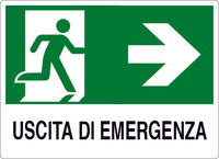 CARTELLO SEGNALETICO USCITA DI EMERGENZA DESTRA  cm. 30x20 10.00 pz
