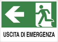 CARTELLO SEGNALETICO USCITA DI EMERGENZA SINISTRA  cm. 30x20 10.00 pz