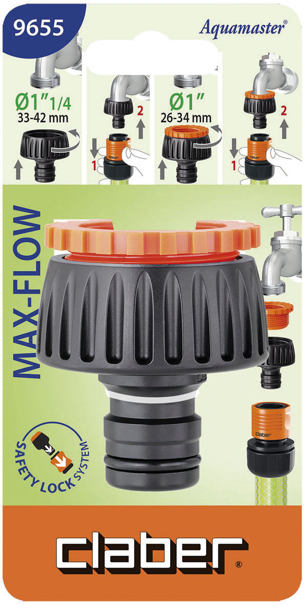 Claber ADATTATORE PER PRESE A RUBINETTO IN BLISTER   Art. 9655 mis. 1-1/4'' a 1''