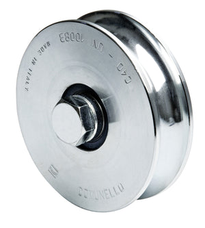 Comunello RUOTA PER CANCELLI CON PERNO GOLA U 1 cuscinetto art. 310 mm.120x22 6.00 pz