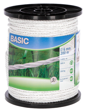 CORDA ELETTRIFICATA TONDO PER RECINTO BASIC BIANCO mt. 200 Ø mm. 6 fili 6
