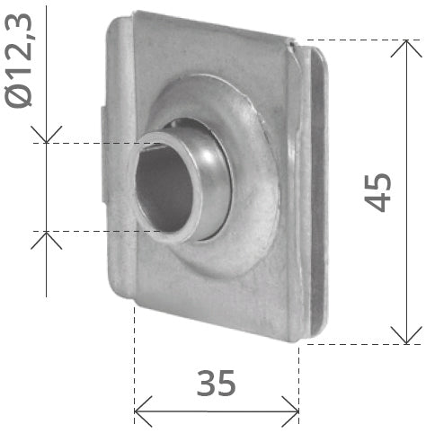 CUSCINETTO QUADRO mm. 45 foro rullino Ø mm. 12,3