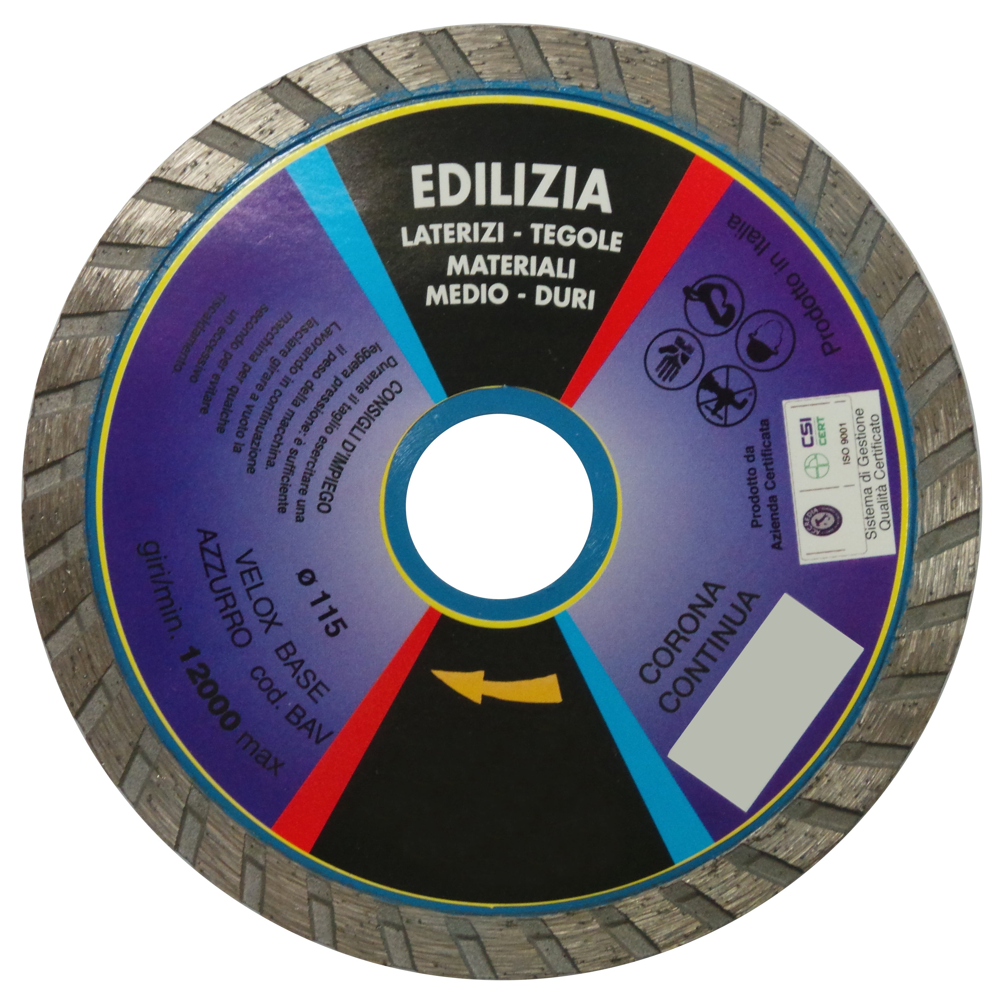 DISCO DIAMANTATO UNIVERSALE CORONA CONTINUA  Ø mm. 115