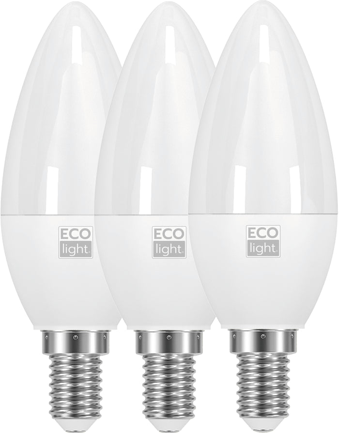 Ecolight LAMPADA A LED CANDELA E14 3 PZ. luce calda 6 W 10.00 confezioni