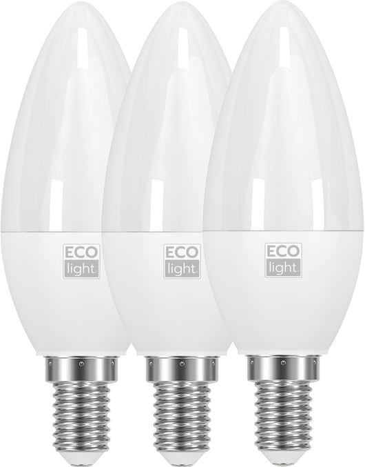 Ecolight LAMPADA A LED CANDELA E14 3 PZ. luce fredda 6 W 20.00 confezioni
