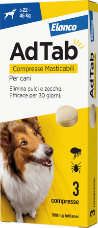 Elanco ANTIPARASSITARIO COMPRESSA MASTICABILE AdTab x cani 22÷45 kg. (cf. 3 compr. da 900 mg)