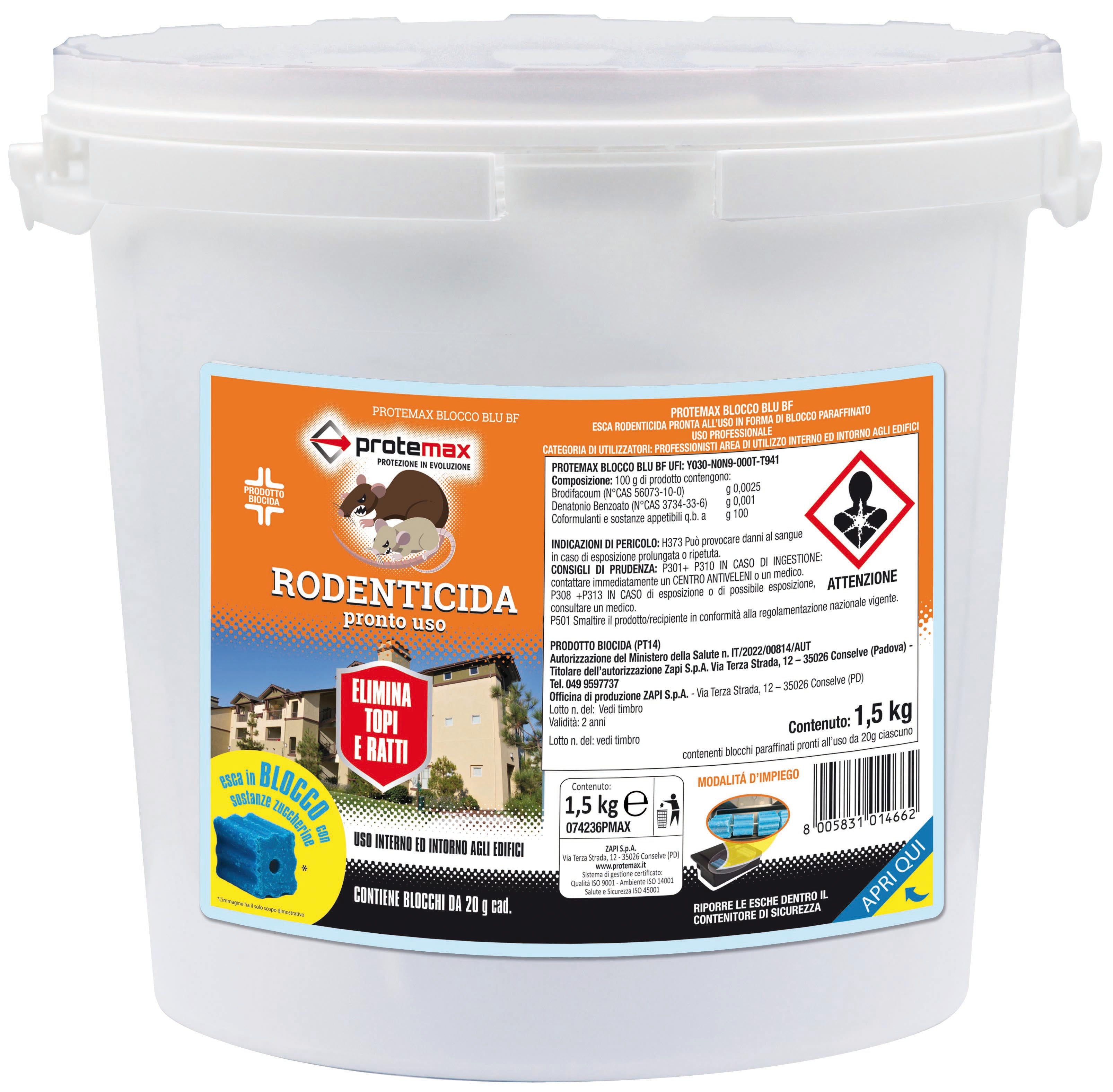 ESCA TOPICIDA BLOCCO PARAFFINATO BF in secchiello Kg. 1,5