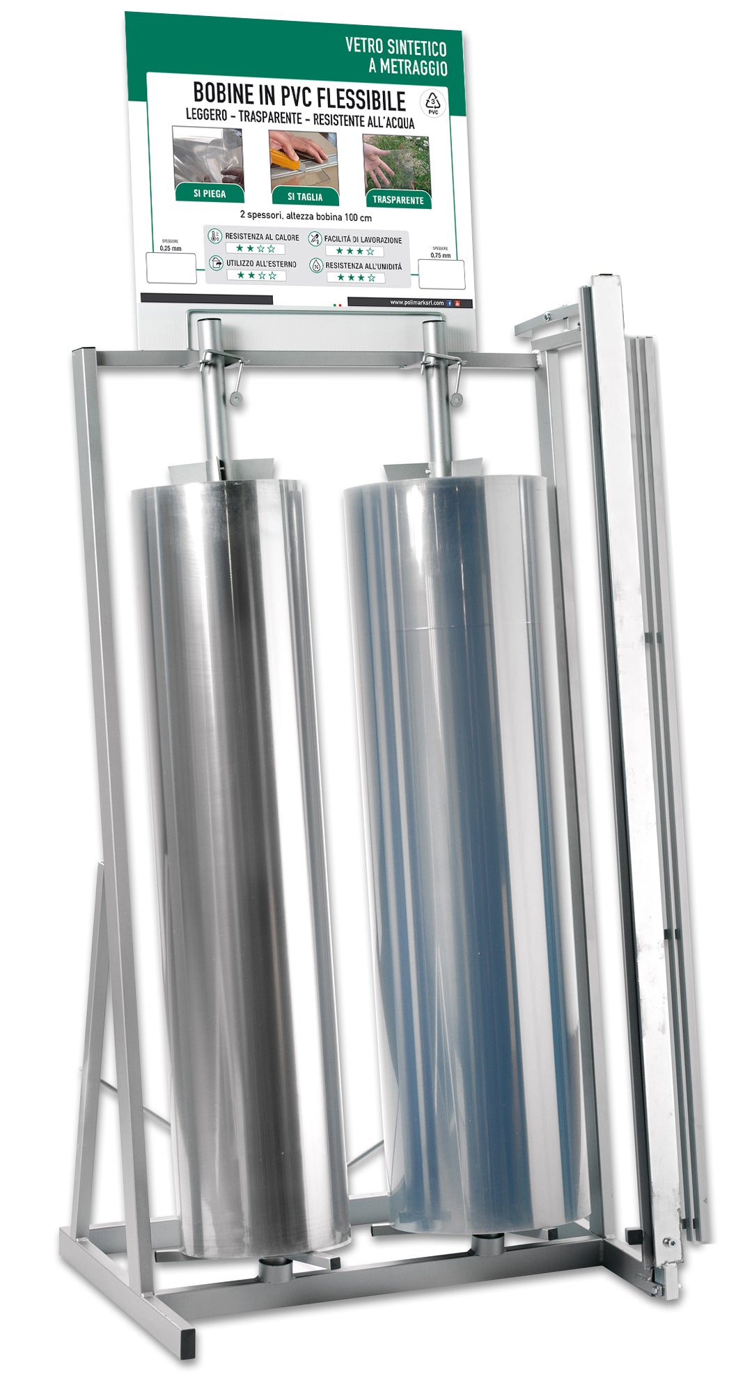 ESPOSITORE PER VETRO SINTETICO A ROTOLI CM.75X50X160 h