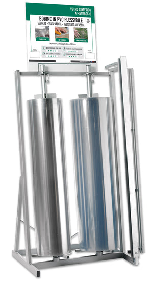 ESPOSITORE PER VETRO SINTETICO A ROTOLI CM.75X50X160 h