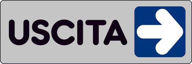 ETICHETTA SEGNALETICA ADESIVA USCITA A DESTRA 10 PZ.  cm. 15x5.