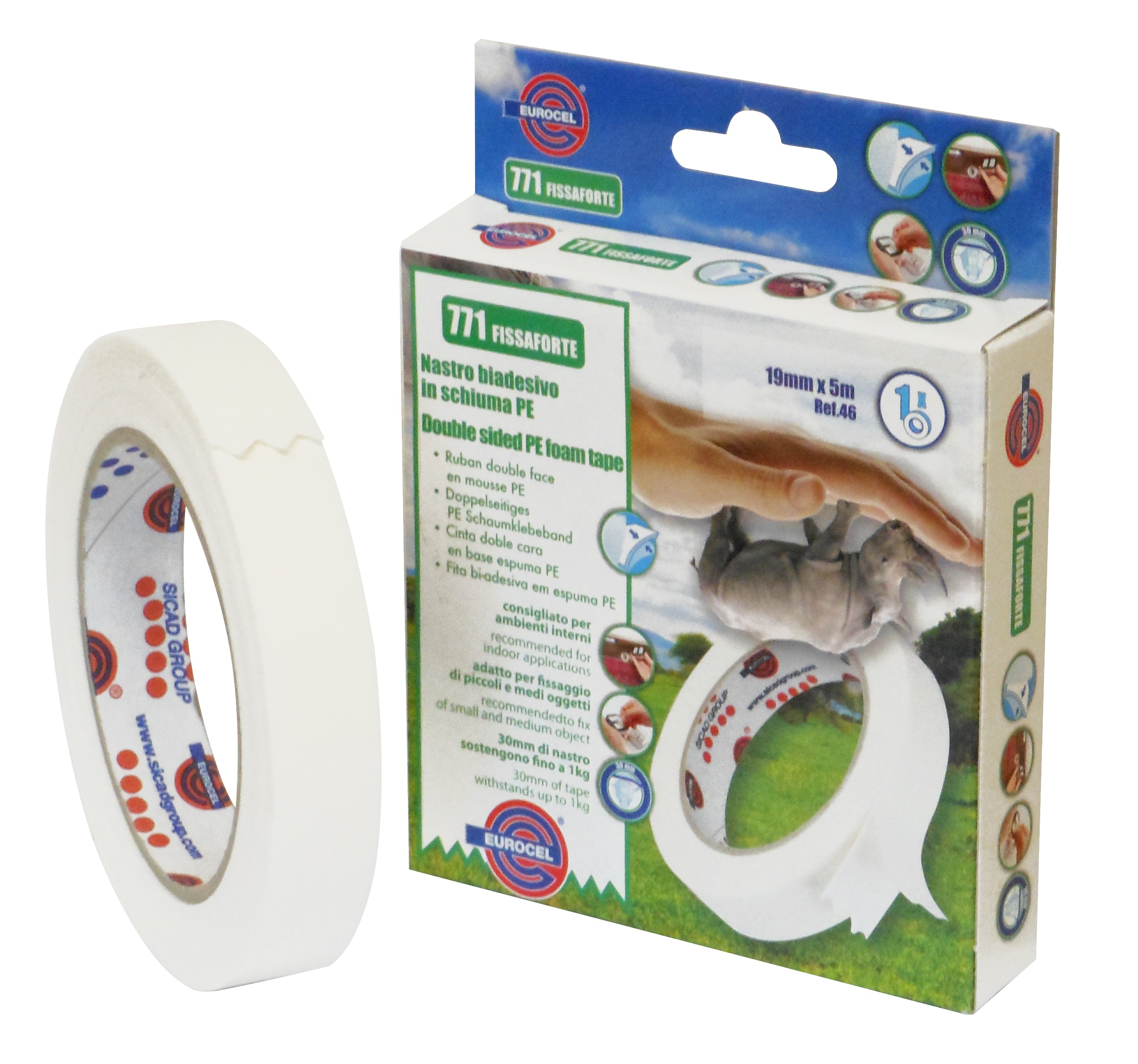 Eurocel NASTRO BIADESIVO FISSAFORTE mm. 19x5 mt. col. Bianco