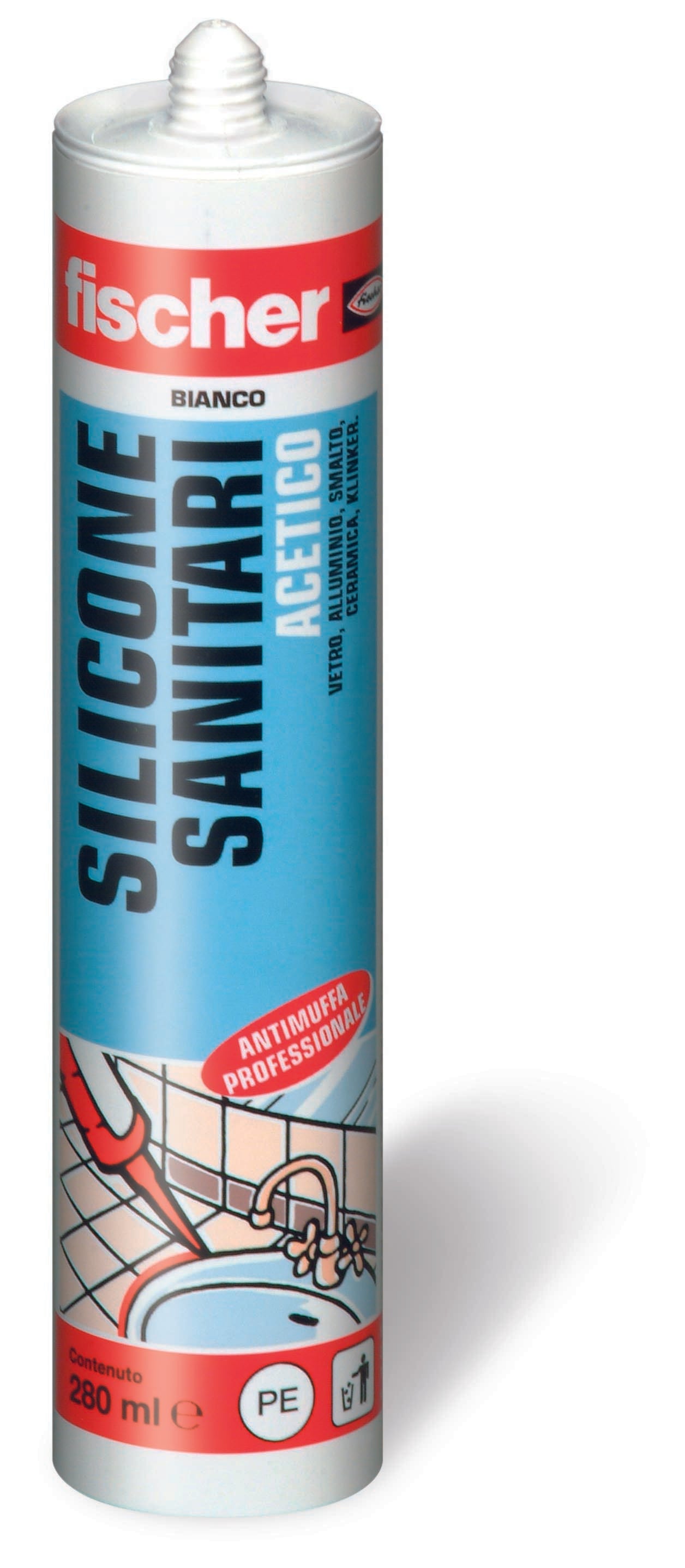 Fischer SILICONE ACETICO PER SANITARI  ml. 280 - Trasparente 25.00 pz