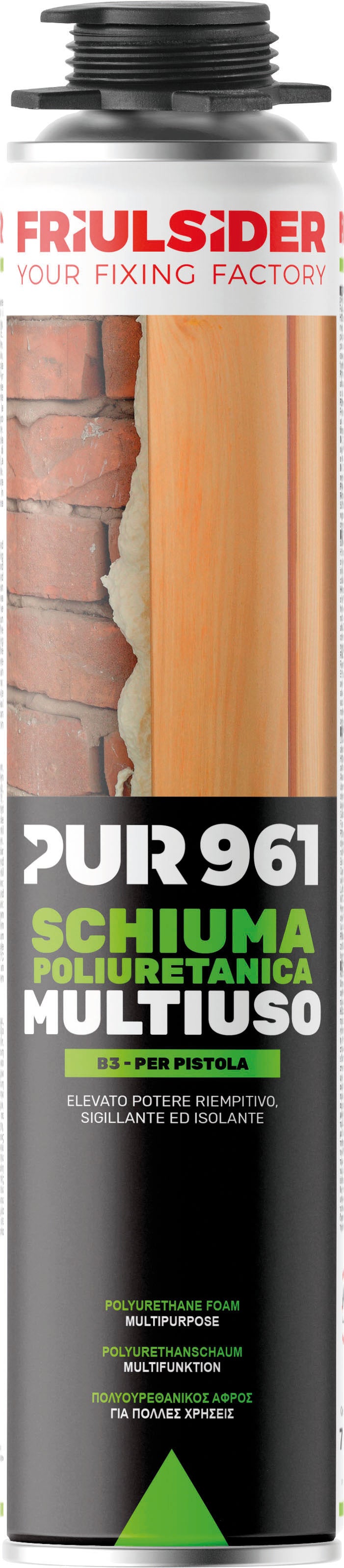 Friulsider SCHIUMA POLIURETANICA PUR 961 MULTIUSO PISTOLA ml. 750 12.00 pz