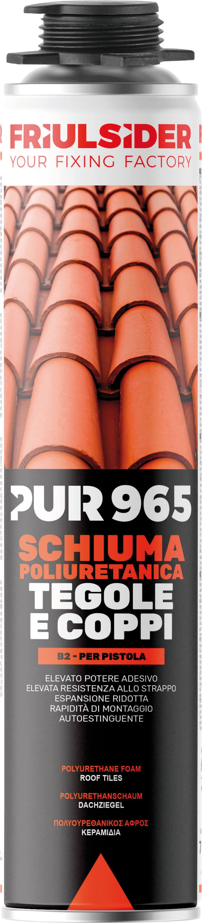 Friulsider SCHIUMA POLIURETANICA PUR 965 TEGOLE E COPPI PISTOLA ml. 750 12.00 pz