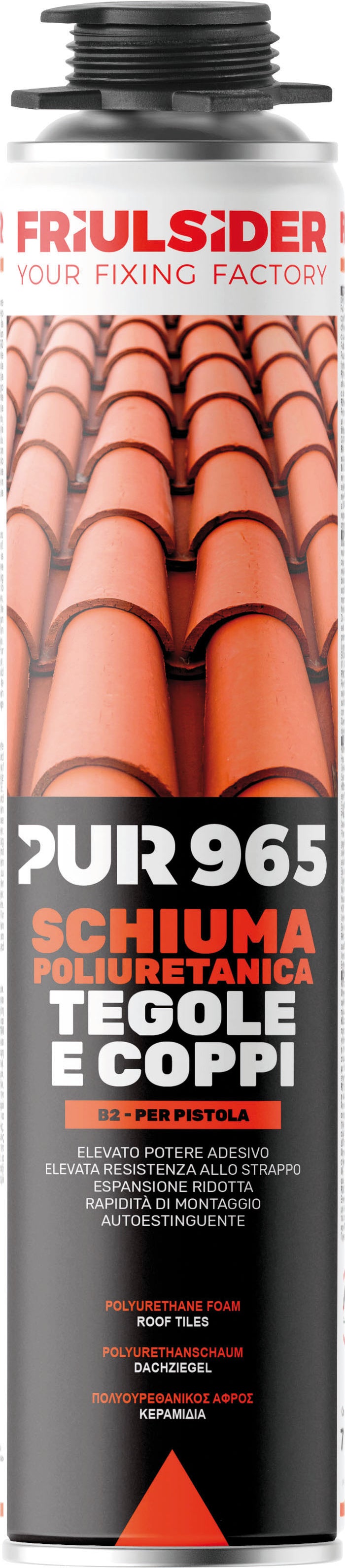 Friulsider SCHIUMA POLIURETANICA PUR 965 TEGOLE E COPPI PISTOLA ml. 750 12.00 pz