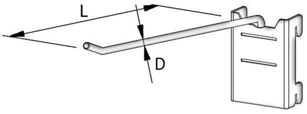 GANCIO PORTAUTENSILI Ø mm. 10x40 cm. Col. grigio RAL9006