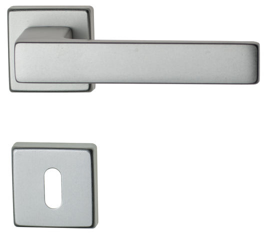 Ghidini MANIGLIA CARLO CON ROSETTA PATENT Alluminio Anodizzato Argento