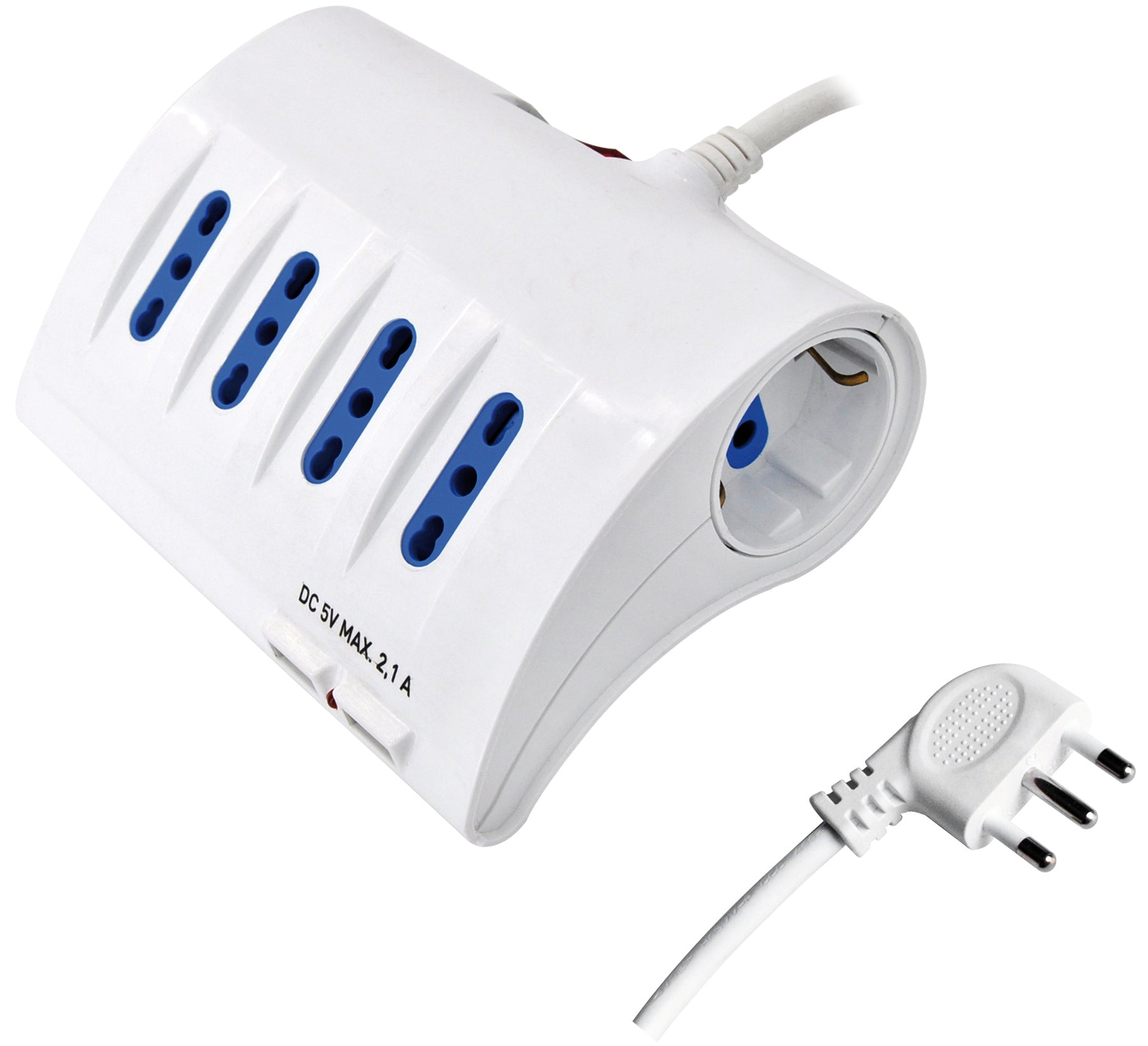 Globex MULTIPRESA DA SCRIVANIA CON INTERRUTTORE 6 posti (4 bipasso + 2 schuko) + 2 prese USB