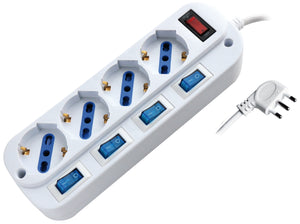 Globex MULTIPRESA IN BLISTER CON 5 INTERRUTTORI 4 posti 2P+T 10/16A schuko