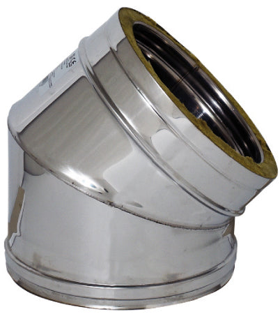 GOMITO A 45  ° DOPPIA PARETE PER STUFA  EE ? interno/esterno cm.10/15