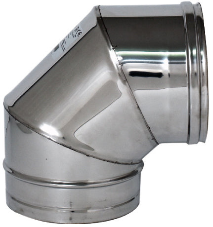 GOMITO A 90  ° INOX AISI 304 PER STUFA  EE ? cm. 13