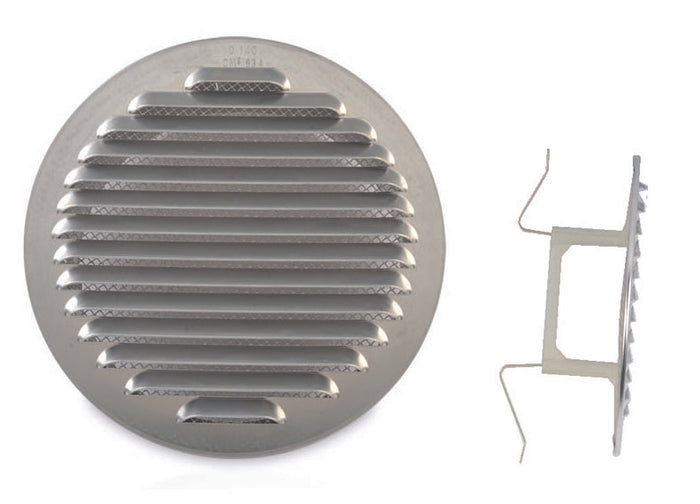 GRIGLIA DI AERAZIONE IN ALLUMINIO CON ZANCHE Ø mm. 175 per fori Ø mm.120-160